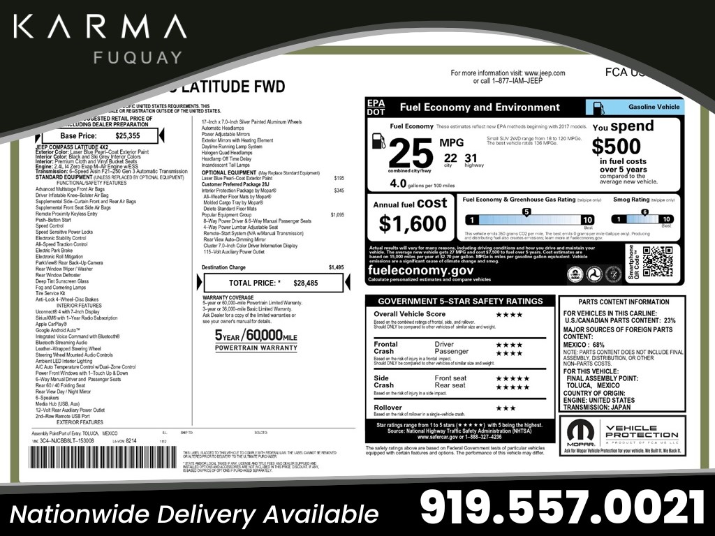 2020 Jeep Compass Latitude FWD for sale by dealer