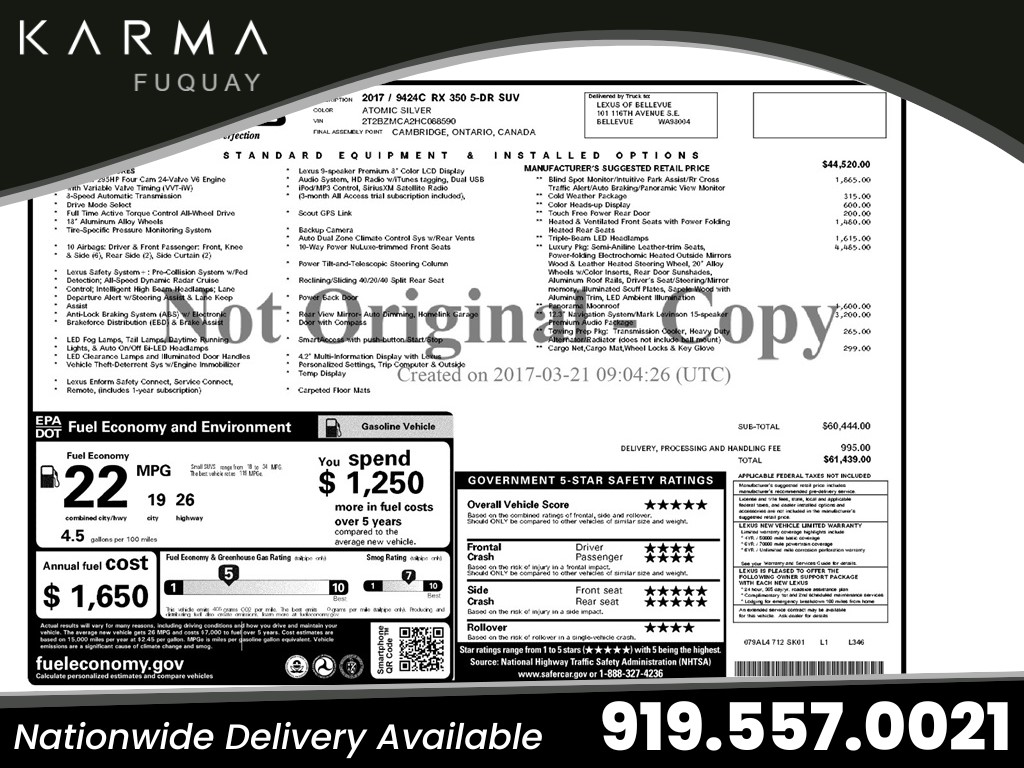 2017 Lexus RX 350 AWD for sale by dealer