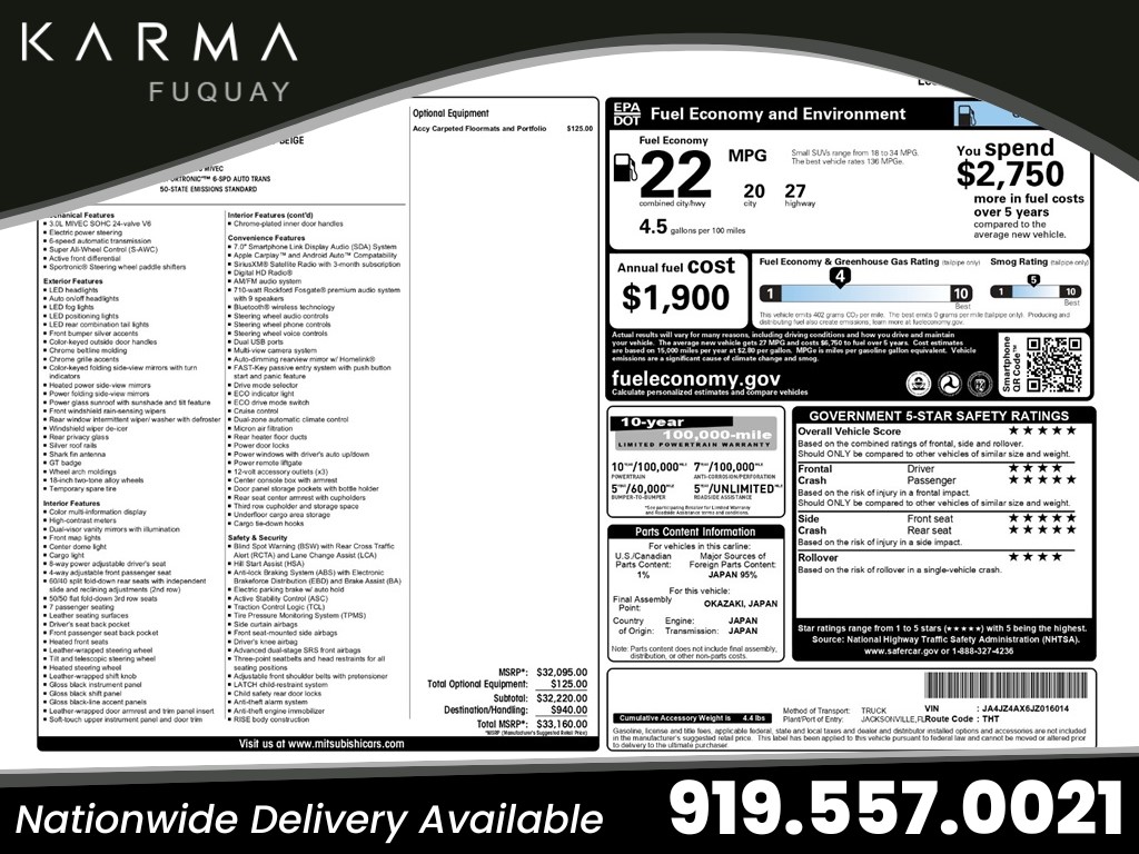2018 Mitsubishi Outlander GT S-AWC for sale by dealer