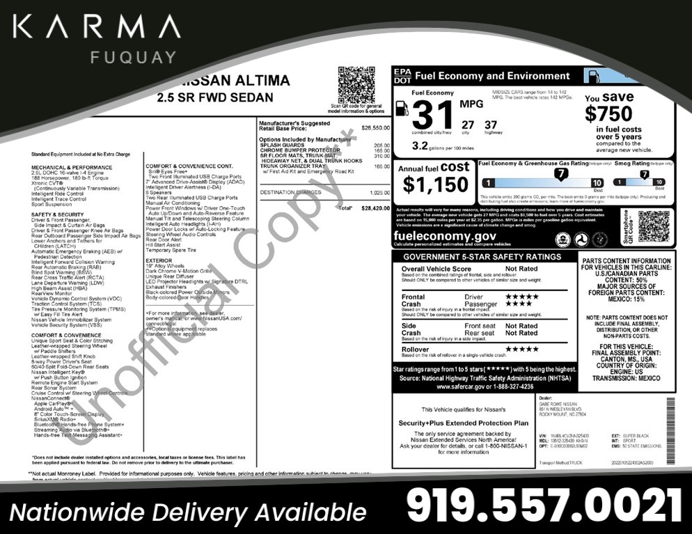 2022 Nissan Altima 2.5 SR for sale by dealer