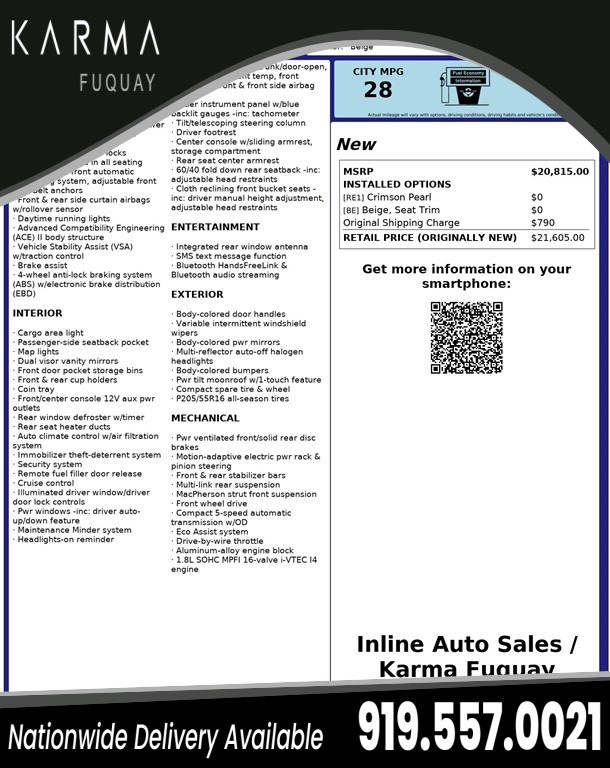 2013 Honda Civic EX Sedan for sale by dealer