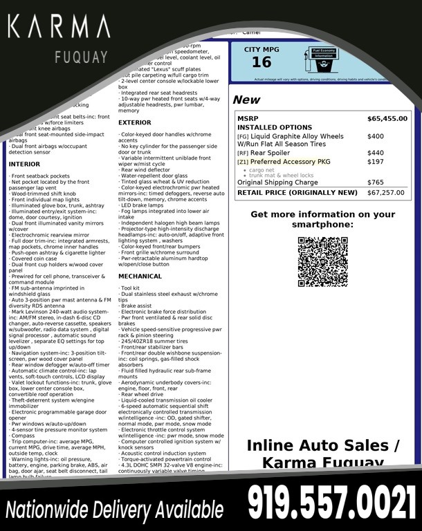 2007 Lexus SC 430 Convertible for sale by dealer